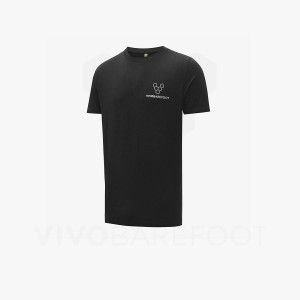 Black Men's Vivobarefoot Rapanui T Shirts | IN163FU