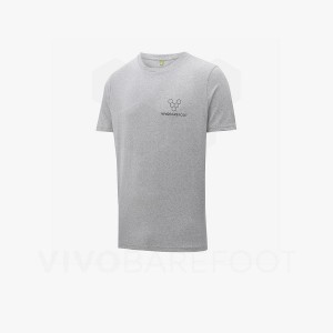 Grey Men's Vivobarefoot Rapanui Naturally Coloured T-shirt T Shirts | IN161HT