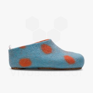 Light Turquoise Orange Kids' Vivobarefoot MIM Felt Slipper | IN433VJ