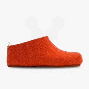 Orange Women's Vivobarefoot MIM Felt Slippers | IN341JE